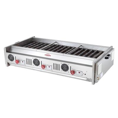 China Easily Assembled A8 3 Controls Gas Barbecue Grill For Restaurant Commercial Stainless Steel Hot Sale for sale