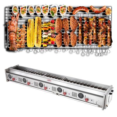 China Natural Gas Professional Commercial Skewers Grill Barbecue Stainless Steel Smokeless Table Top Easily Assembled for sale