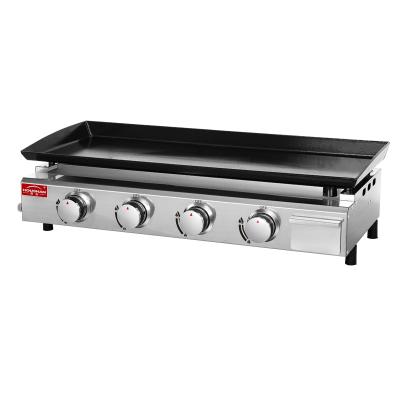 China Commercial Flat 4 Burner LPG Gas Griddle Grill Teppanyaki Griddle Stainless Steel Counter For Restaurant for sale