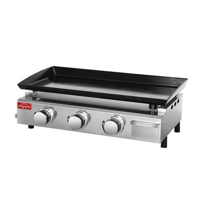 China Commercial Flat 430 LPG Gas Griddle Grill Teppanyaki Griddle 3 Counter Stainless Steel Burners For Restaurant for sale