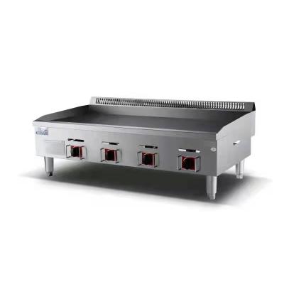 China Uniform Temperature 4 Burners Gas Commercial Flat Dish Gas Teppanyak Grill Cook Pancake Burger Griddle Table for sale