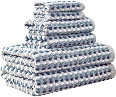 China QUICK DRY Textured 100% Cotton Bath Towel Set Absorbent Quick Dry Decorative Jacquard Woven 2 Bath Towels 2 Hand Towels 2 Washcloths for sale