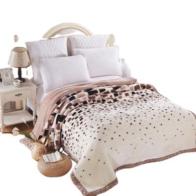 China ASIA QUEEN FULL Plush Fleece Factory EASY CARE 100% EASY CARE A&B Style Luxury LARGE Blanket Heavy Blanket Printed Raschel Bed Blanket for sale