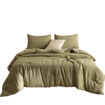 China Custom Made Single Comforter Set Solid Color Queen 3pcs (1 Comforter and 2 Pillowcases) Olive Green Comforter Set for Women and Men for sale