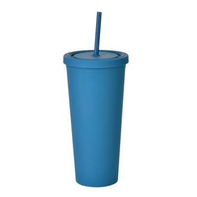 China Wholesale High Quality Durable 22oz Double Wall Plastic Cup With Dome Lid Straw for sale