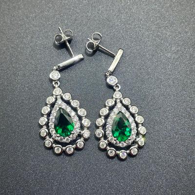 China ZHF Bridal Emerald Earrings Ladies Wedding CLASSIC Elegant Jewelry Dangle Earrings for sale