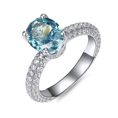 China Wholesale 925 CLASSIC Hot Sale Classic Silver Synthetic Zircon ZHF AAAAA Blue Ring for sale