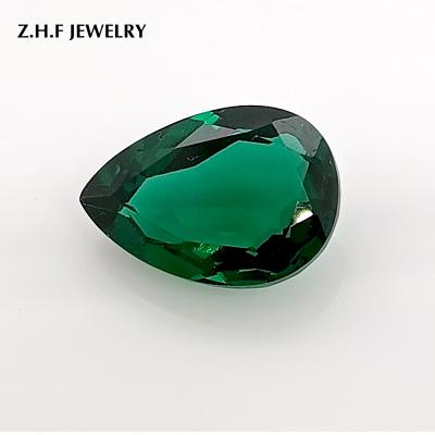 China Emerald Zambian Hydrothermal Emerald Lab Grown Loose Green Pear Cut 13X9MM Synthetic 3.9cts Gemstones for sale