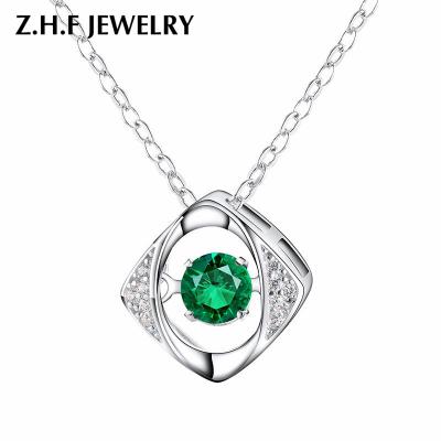 China Sound Precious Metals Emerald Created Zambian 18 Inches 925 Sterling Silver Hydrothermal Green Necklace Jewelry for sale