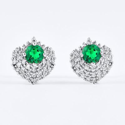 China CLASSIC 925 Sterling Silver Square Emerald Earrings Zircon Stud Earring Jewelry for sale