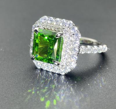 China ZHF 925 Sterling Silver Jewelry Green Stone Ring CLASSIC Perfect Cut Green Ring for sale