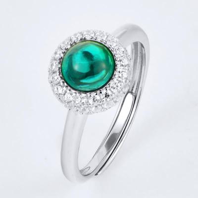 China CLASSIC 925 Emerald Circular Element Face Ring hydrothermal silver for sale