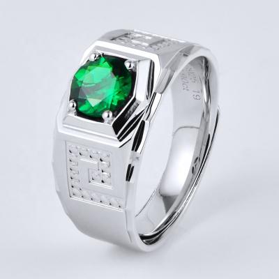 China Emerald Gemstone Emerald Cut Engagement Jewelry Lab Developed Ring Men Emerald Ring CLASSIC 925 Silver for sale