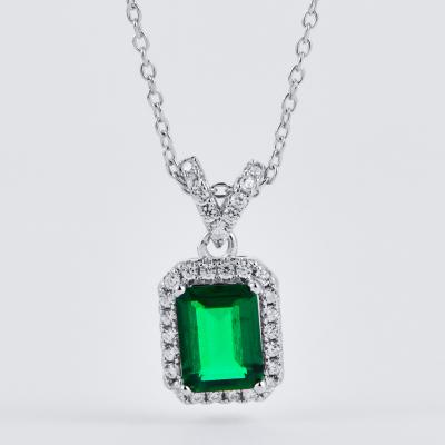 China Fashion New Product 925 Sterling Silver Pendant Emerald Jewelry Romantic Necklace Pendant for sale