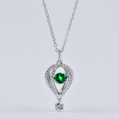 China New Product 925 Sterling Silver Pendant Emerald Jewelry Necklace Romantic Air Balloon for sale