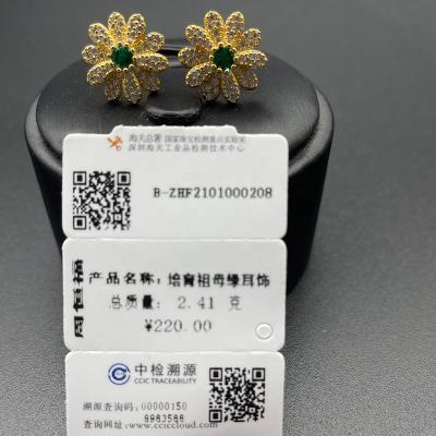 China CLASSIC Support Traceability Drop Shipping Jewelry ZHF Silver 925 Emerald Stud Earrings for sale