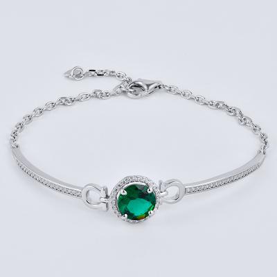 China Cute 925 Silver Cute Emerald Hydrothermal Emerald Hand Catenary Jewelry Fashion Bracelets for sale