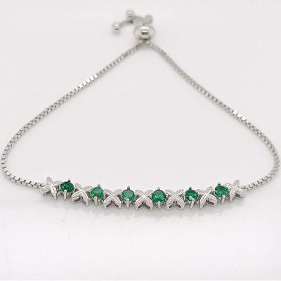 China Vintage Jewelry Romantic Gold Plated Green Plata Stone Bracelet 925 Sterling Silver Chain Bracelet for sale