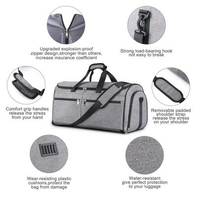 China Business trip Grey Handbag Suitcase Duffel Bags for Men Women Carry on Suit Garment Bag for Travel Garment Duffle Bag with Shoe Compartment for sale