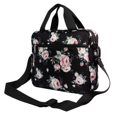 China Waterproof Black Rose Floral  Scripture Case Women Tote Bag Bible Book Bag Cover Case  with Handles Zipper Ld Shoulder Strap for sale