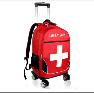 China Fashion Red Emergency Trolley Bag IFAK EMT EMS first aid bag kit empty Responder Medication Equiltment Traveling Emergency Backpack for sale