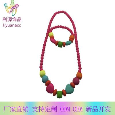 China 2021 Best Selling Soft CLASSIC Women Choker Pottery Neck Chain Bracelet Necklace Set Multicolor Candy Color Necklace for sale