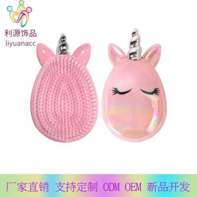 China Best Selling Eco-friendly Egg Shaped Ab Plated Iridescence Hairbrush Hair Comb Massage Finishing Smooth Brush for sale