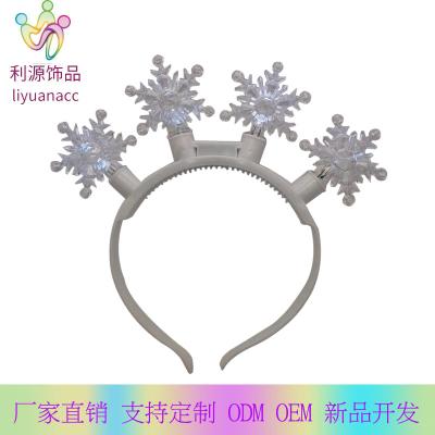 China Party Decoration Fancy Hot Selling Flashing Festival Led Light Snowflake Hairband Christmas Party Headband for sale