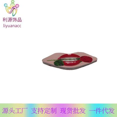 China Traditional Double-Sided Makeup Mirror Compact Travel Mirror for Small Purses Quicksand Folding Round Pocket Mirror, Lip Shape Folding Small for sale