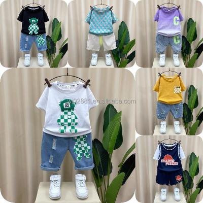 China New Fashion Summer Casual Children's Clothing Pattern Short T-shirt+Shorts Set Two-Piece Children's Clothing for sale