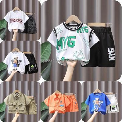 China “2023 Children's two-piece set summer square 2023Boys casual short casual set new for sale