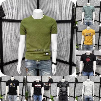 China 2023 Summer New Cotton T-shirt Crewneck Tops Slim Fit Anti-Wrinkle Slim Fit Breathable Men's Short Sleeve for sale