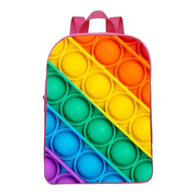 China Waterproof Fashion Cute Girls Boys Silicone Shoulder Bag Toys Popit Backpacks Bubbles Kids School Bag for sale