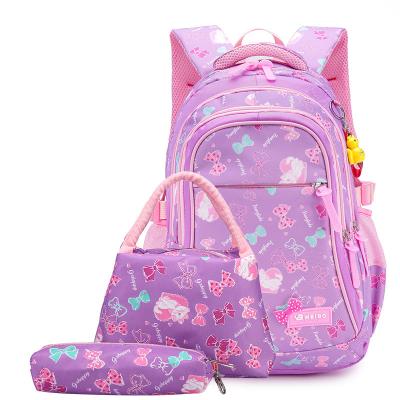 China Factory Wholesale Pink 20-35L Nylon Anti-theft 3 Piece Backpack Set Teenage Girls Student School Bags Set For Kids Children for sale