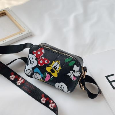 China 2021 Winter New PU Children's RFID Leather Coin Wallet Duck Mickey Mouse Minnie Cartoon Bag Autumn Clip Mini Shoulder Bags for sale