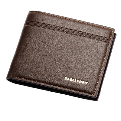 China New Style Men's Card Holder Leather Wallet Lychee Card Shorts European Business Waterproof Multi Wallet for sale