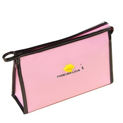 China Fashion price good Korean style multi-color mirror leather Xipper large capacity cosmetic bag waterproof cute lips for sale