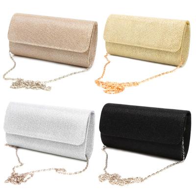 China Satin 2022 Luxury Women's Clutch Bag Chain Satin Purse Evening Clutches Shoulder Handbags Ladies Grab With Gold Metal Chain for sale