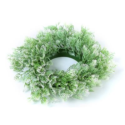 China Best Selling Plastic White Green Weeding Decorative Dry Garland Plastic Mother's Day White Wreath for sale