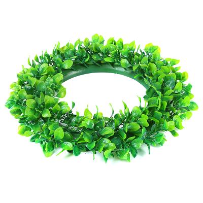 China New Elegant Green Leaves Plastic Windows Garland Artificial Green Leaf Wreath Decorative for sale