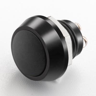 China SPST 12mm Push Button Switch Aluminum Alloy Black Momentary Vandal IP65 Normal Open Anti Normal Open Waterproof Switch for sale