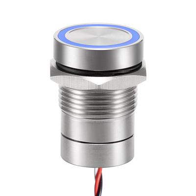 China Smart Electronics PCB Board IP67 Waterproof 16mm Diameter Resettable Stainless Steel Self Locking Ring Led Metal Momentary Push Button Switch 220v for sale