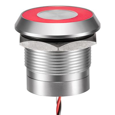 China Industrial Control 10A 4 PIN Flat Button Momentary Ring Illuminated Terminal 16MM Large Metal Push Button Switch for sale