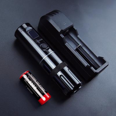 China New Permanent Professional CNC Tattoo Machine Black 900mAh Battery Wireless Rotary Double Tattoo Pen for sale