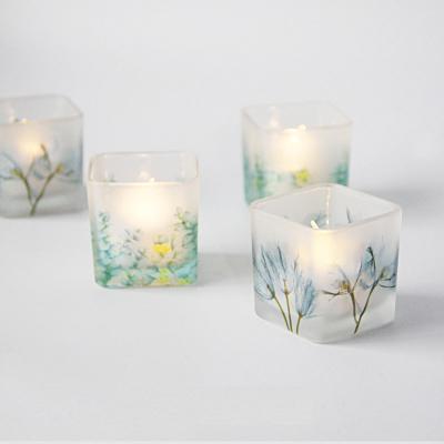 China Home Decoration wholesale custom logo candle holders 6oz 4oz unique square mosaic empty glass candle making kit for sale