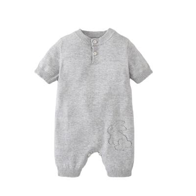 China Cute Clothes Heads Custom Baby Rompers Clothing Factory Baby Rabbit Design Button Hollow-out Jumpsuit for sale