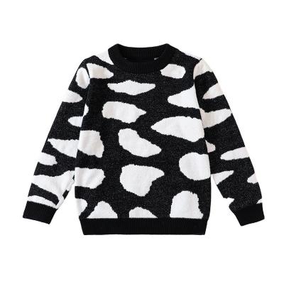 China Wholesale Kids Anti Shrink Crewneck Warm Knit Sweatshirts Fall Winter Black Kids Blue Spotted Sweater for sale