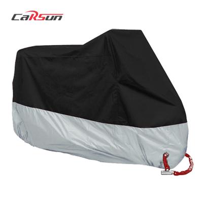 China Custom Waterproof Breathable Motorcycle Cover Water Resistant Indoor Outdoor Black Silver With Storage Bag Motorbike Cover for sale