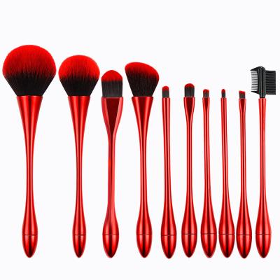 China Angular Blush Vegan Make Up Brushes Wholesalers 10pcs Set Cute Red Cosmetic Beauty To Make Up Tool Brushes for sale