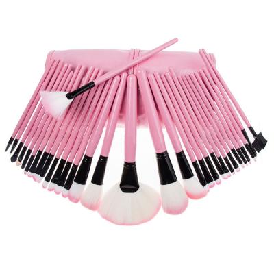 China Angular Blush Professional 32pcs Makeup Set Brush With PU Bag Brushes Pink Eyebrow Powder Foundation Shadows Make Up Brush Tool Maquiagem for sale